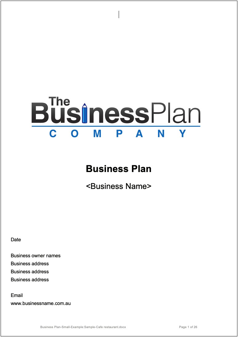 Simple Business Plan Template Small Business