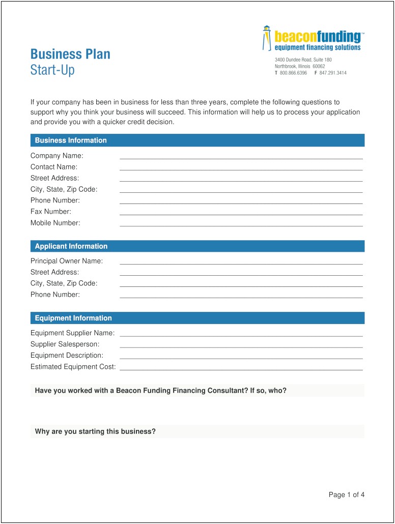 Simple Business Plan Template Small Startup