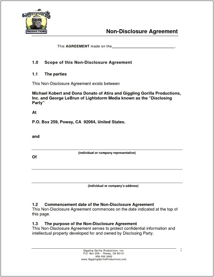 Simple Confidentiality Agreement Template Word Free