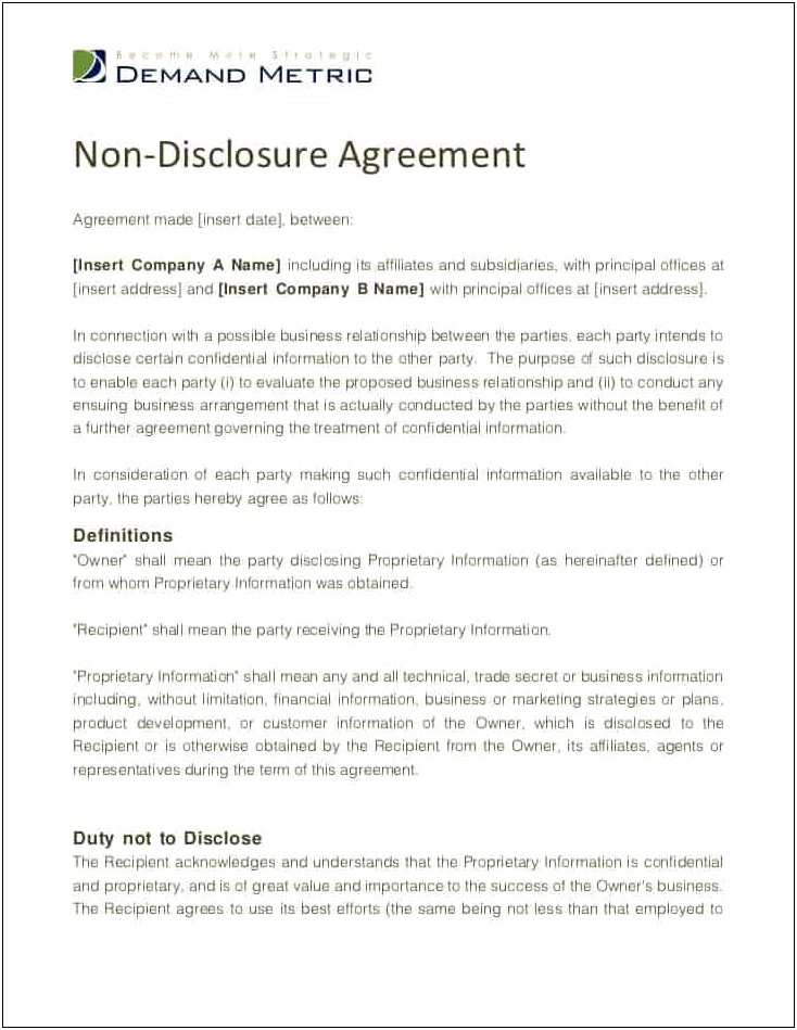 Simple Confidentiality Agreement Template Word Uk