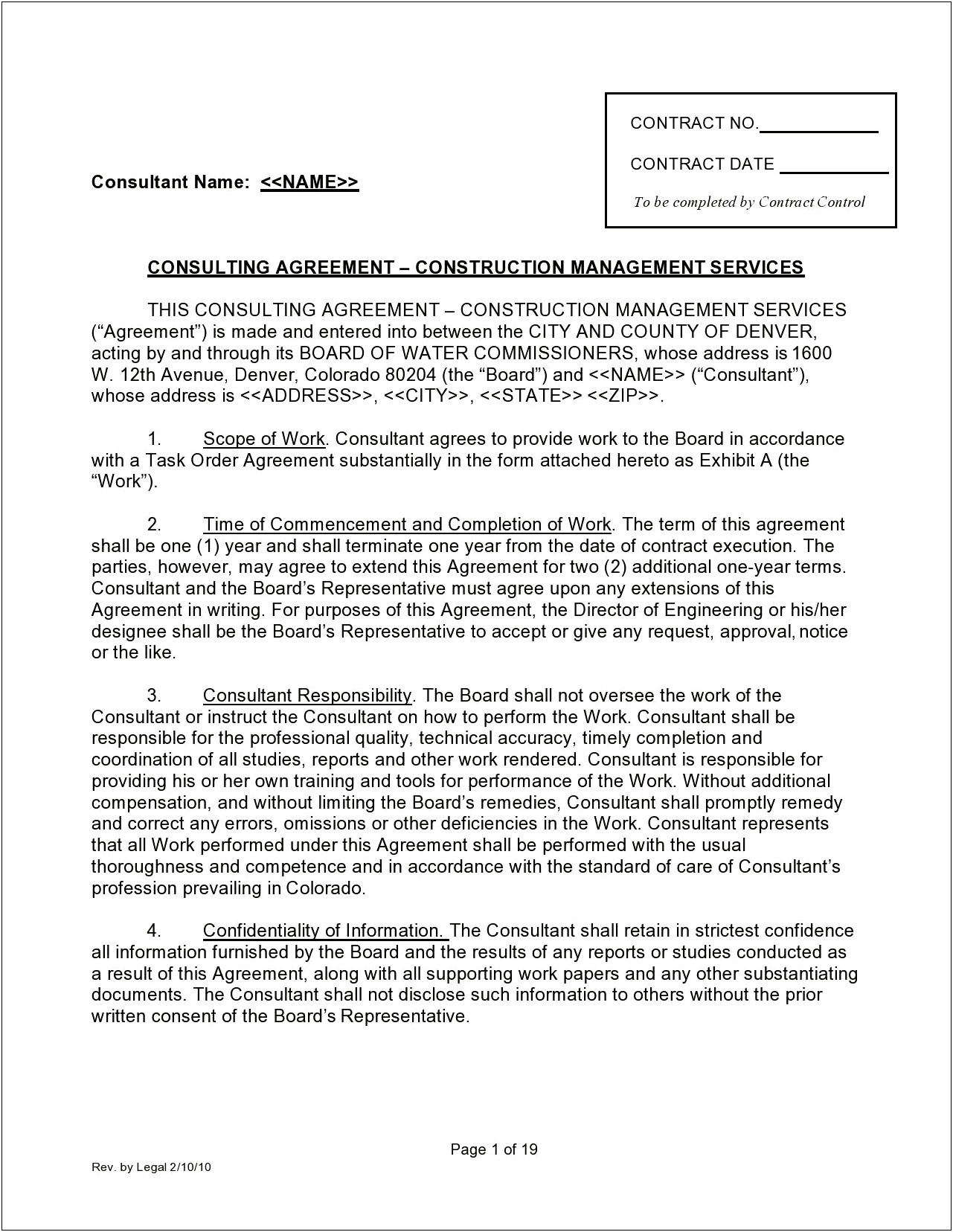 Simple Consulting Agreement Template Word Doc
