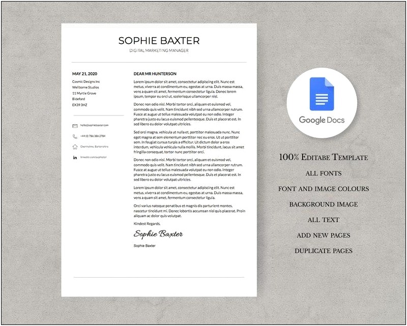 Simple Cover Letter Template Google Docs