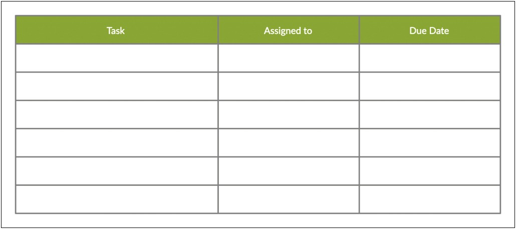 Simple Development Project Work Plan Table Template