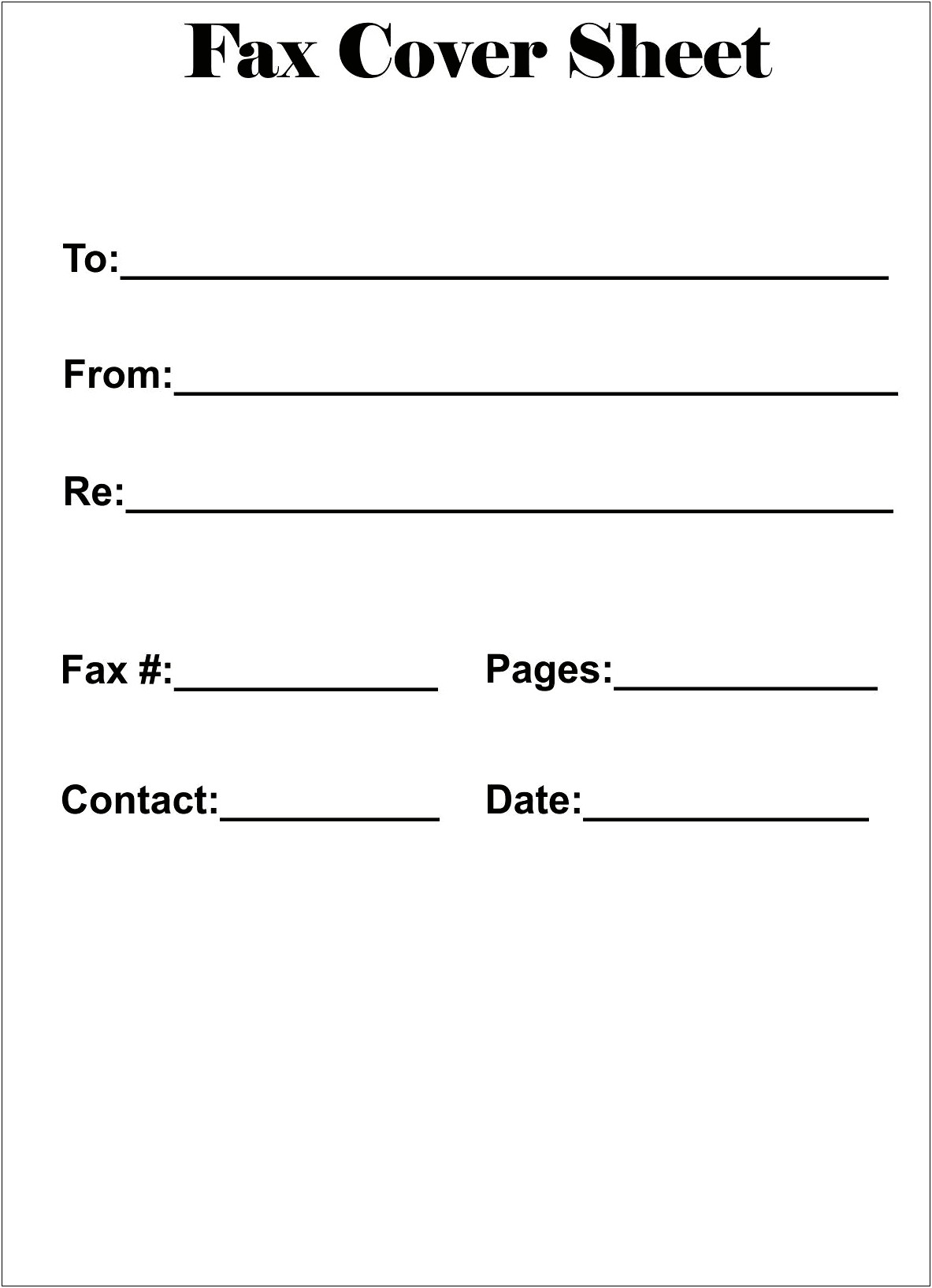 Simple Fax Cover Sheet Template Word