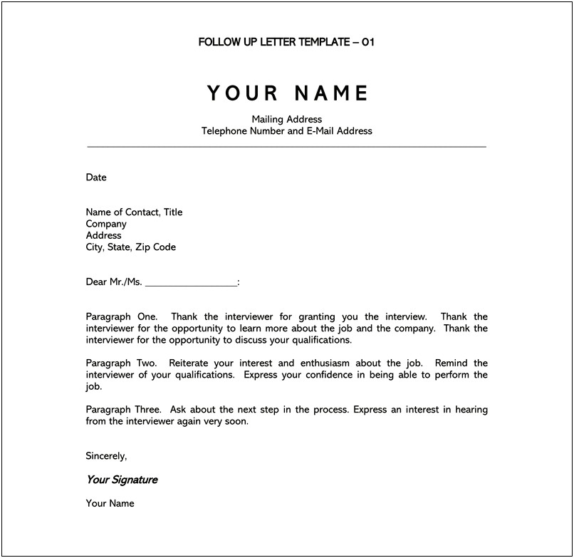 Simple Interview Thank You Letter Template