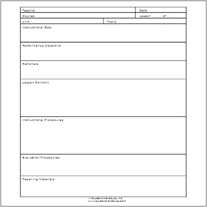 Simple Lesson Plan Template Free Pdf