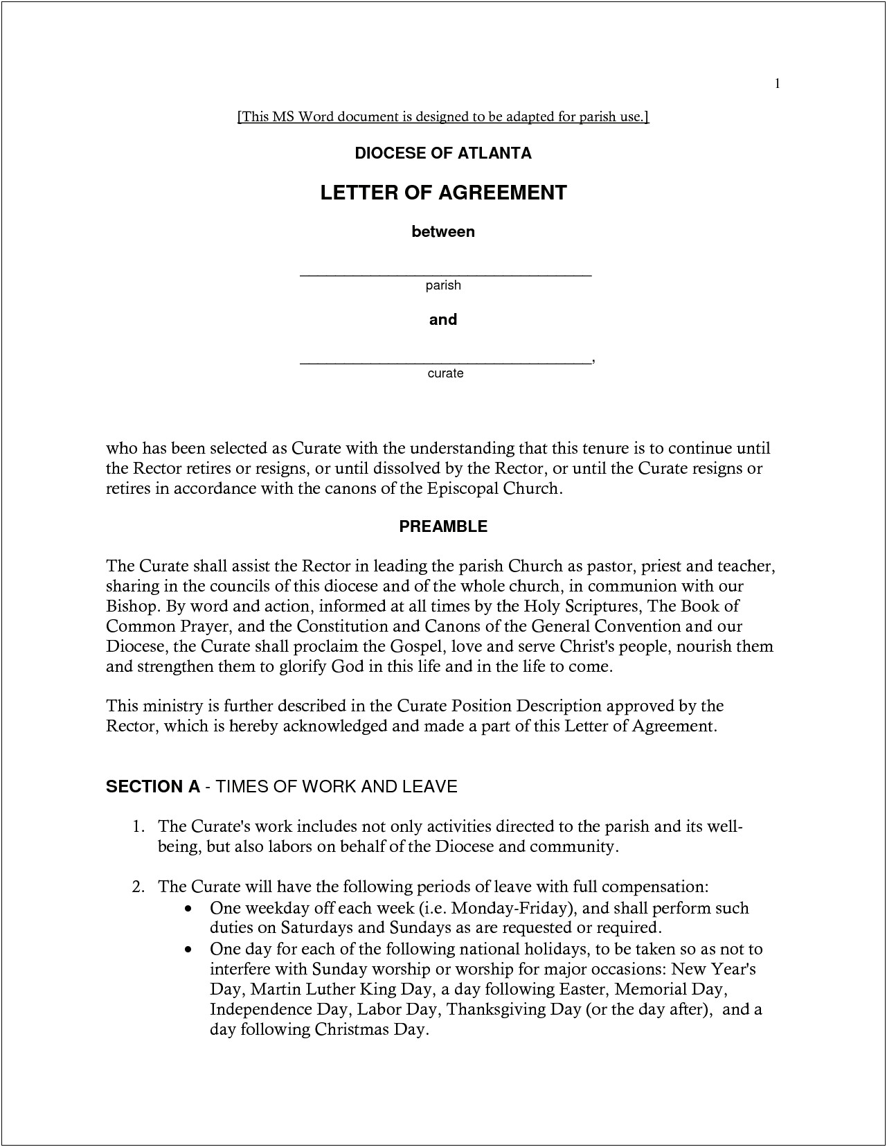 Simple Letter Of Agreement Template Free