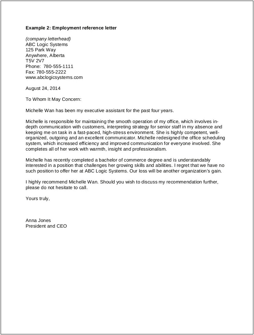 Simple Letter Of Recommendation Template Word