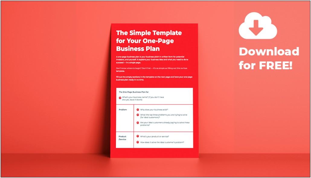 Simple One Page Business Plan Template