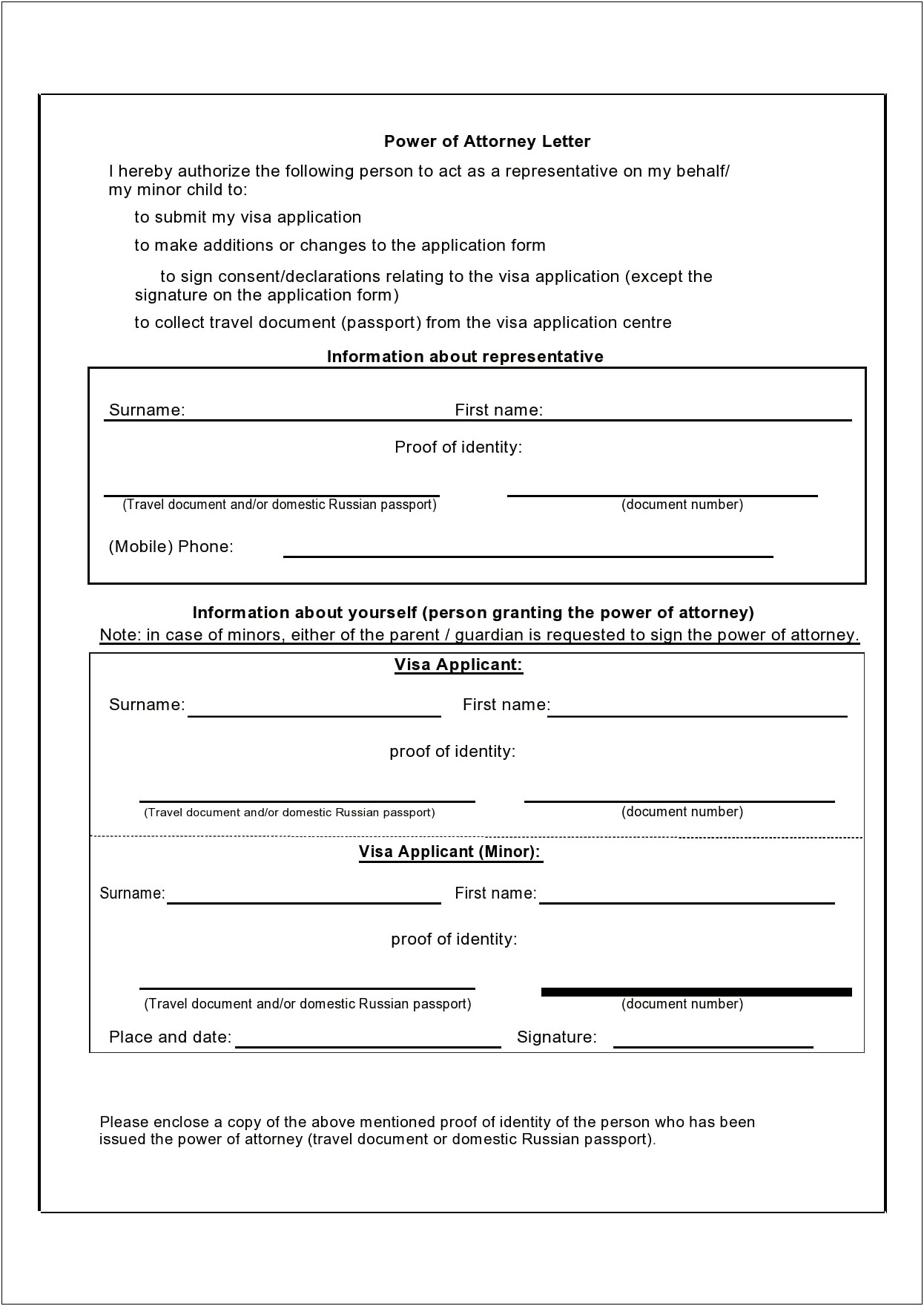 Simple Power Of Attorney Letter Template