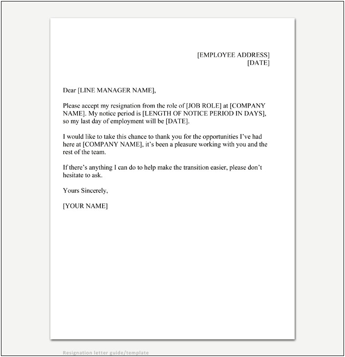 Simple Retirement Letter Of Resignation Template