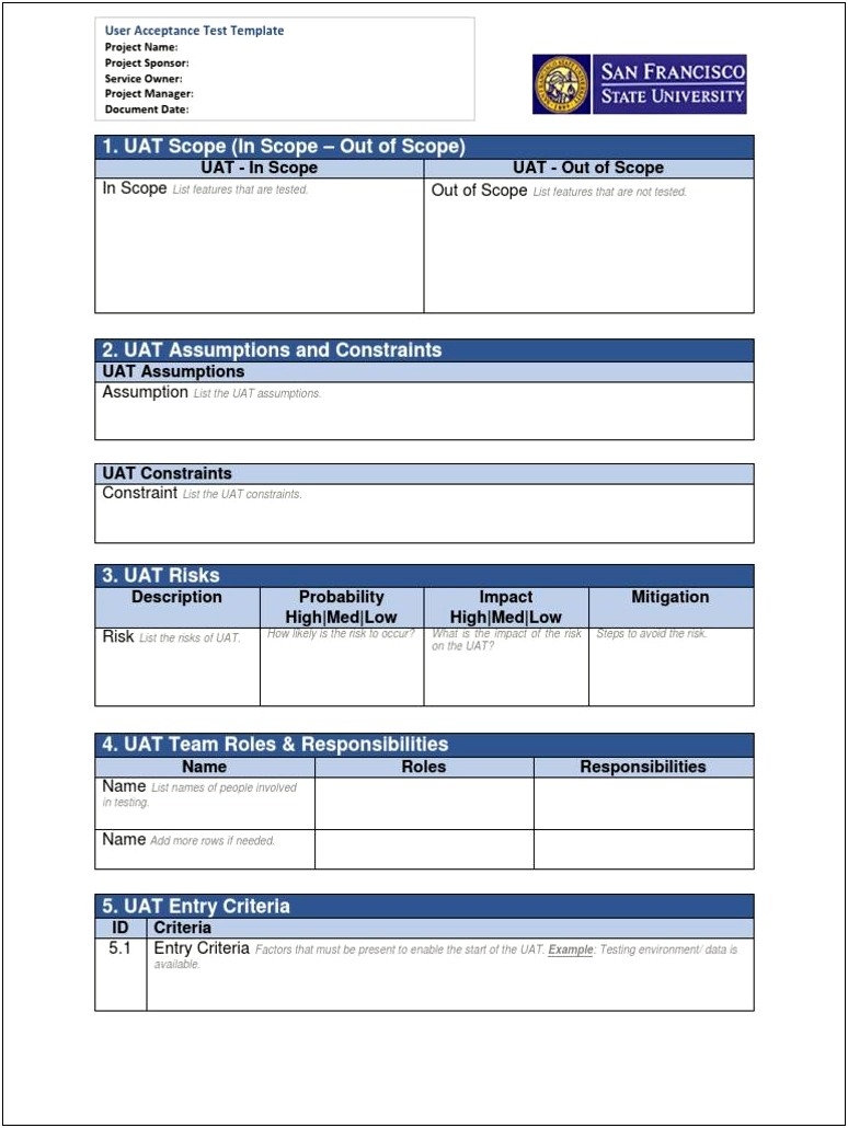 Simple User Acceptance Test Plan Template