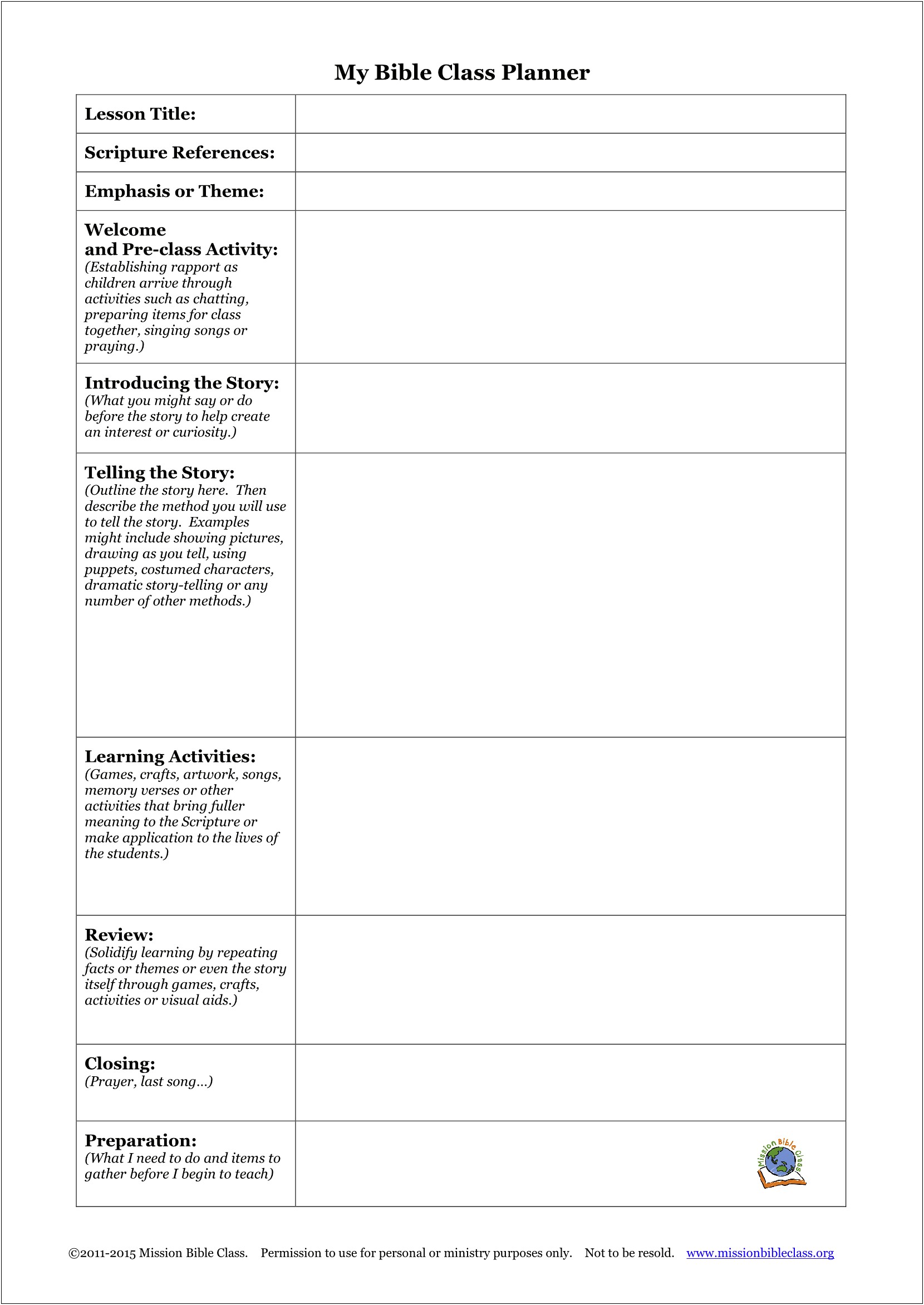 Simple Weekly Lesson Plan Template Word