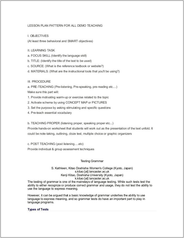 Single Subject Program Lesson Plan Template