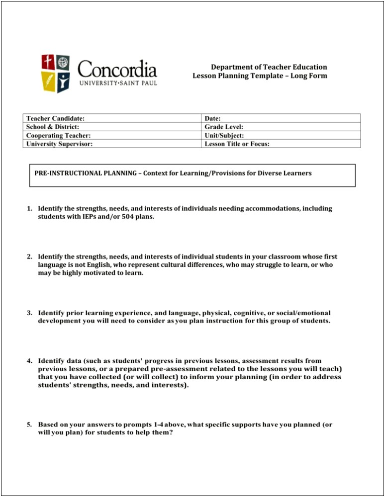 Siop Lesson Plan Template 1 Echevarria