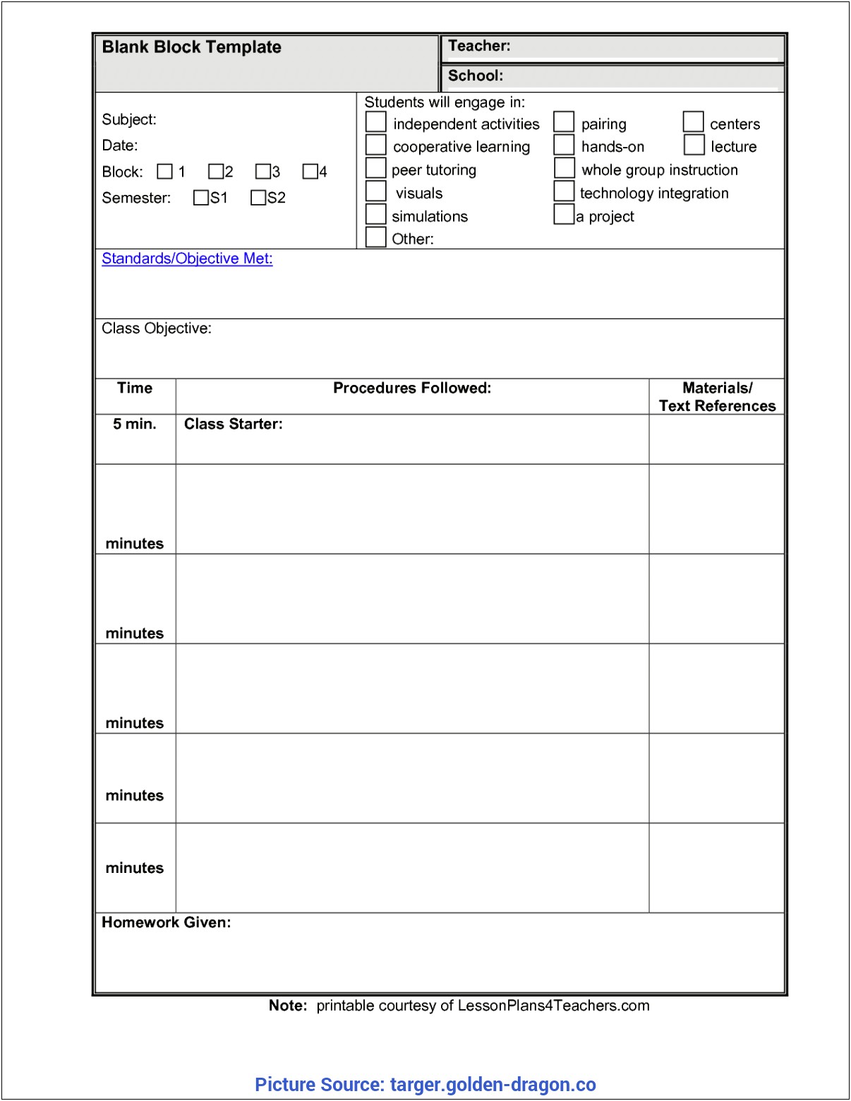 Siop Lesson Plan Template Microsoft Word