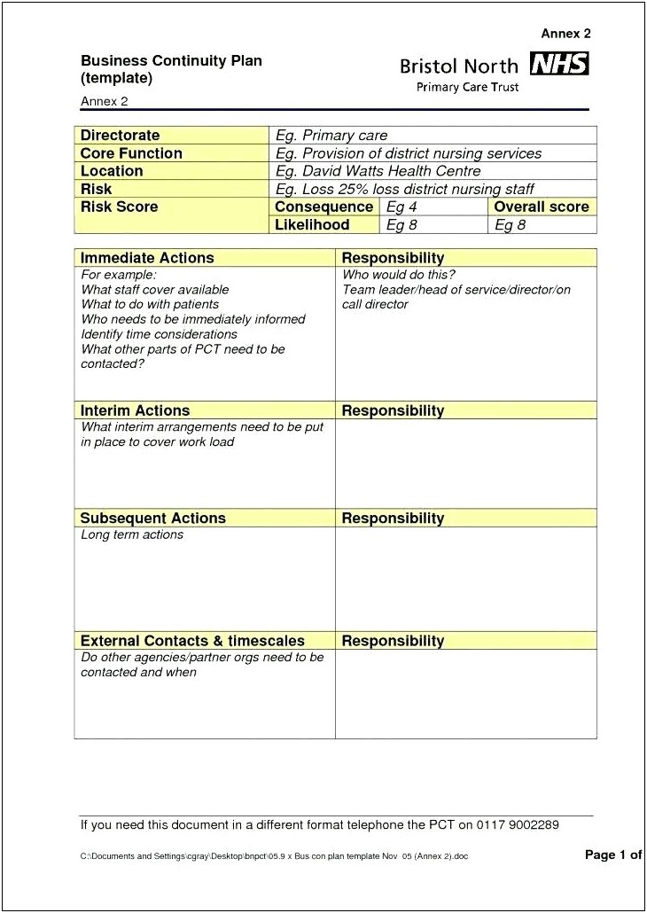 Small Business It Disaster Recovery Plan Template