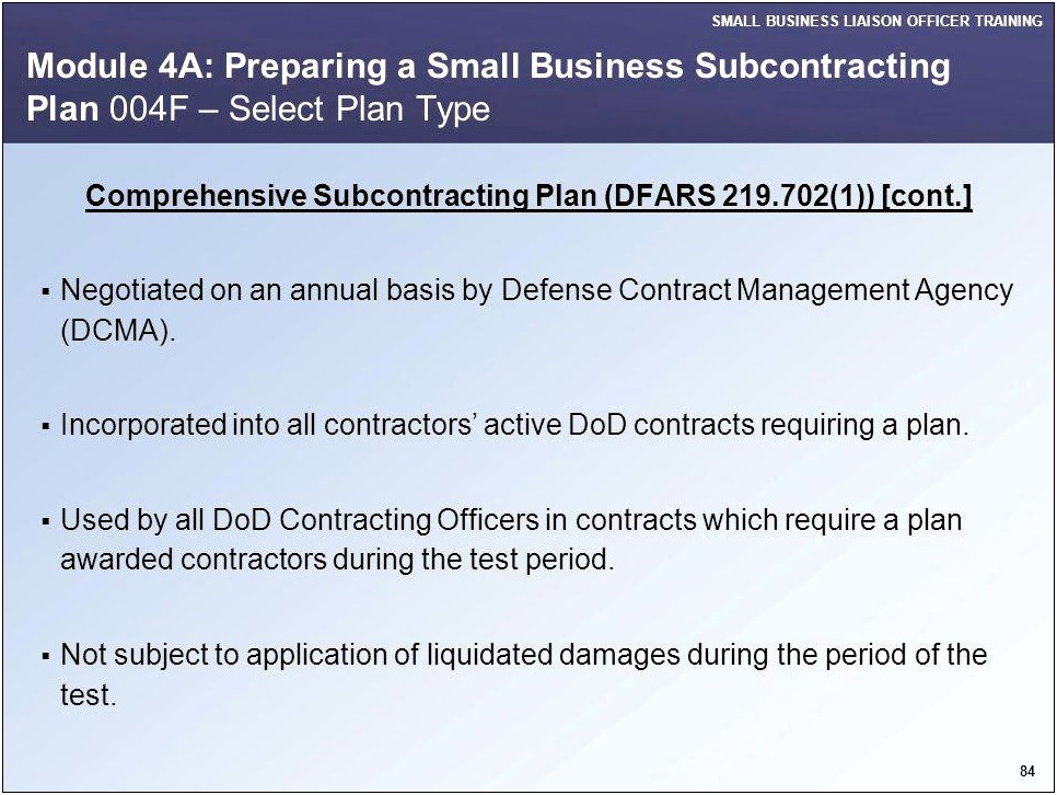 Small Business Subcontracting Plan Template Dod