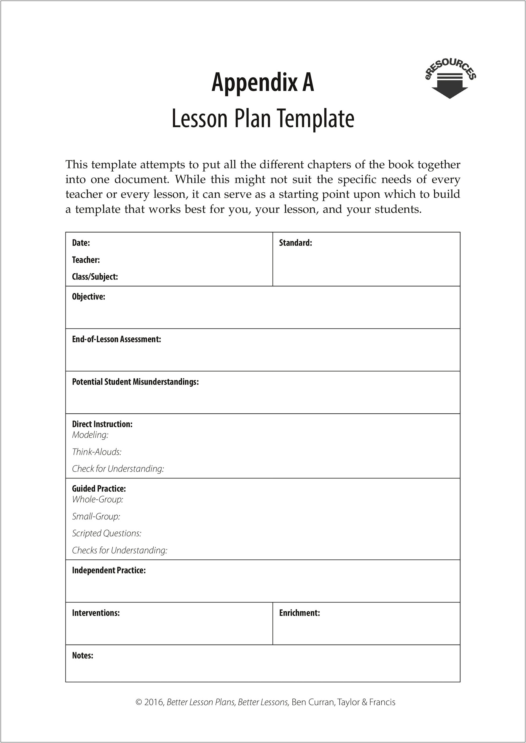 Small Group Reading Lesson Plans Template 4th Grade