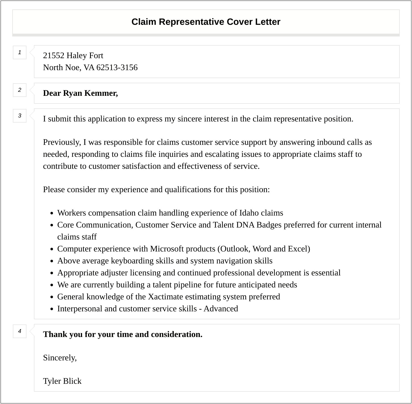 Social Insurance Specialist Claims Representative Cover Letter Templates