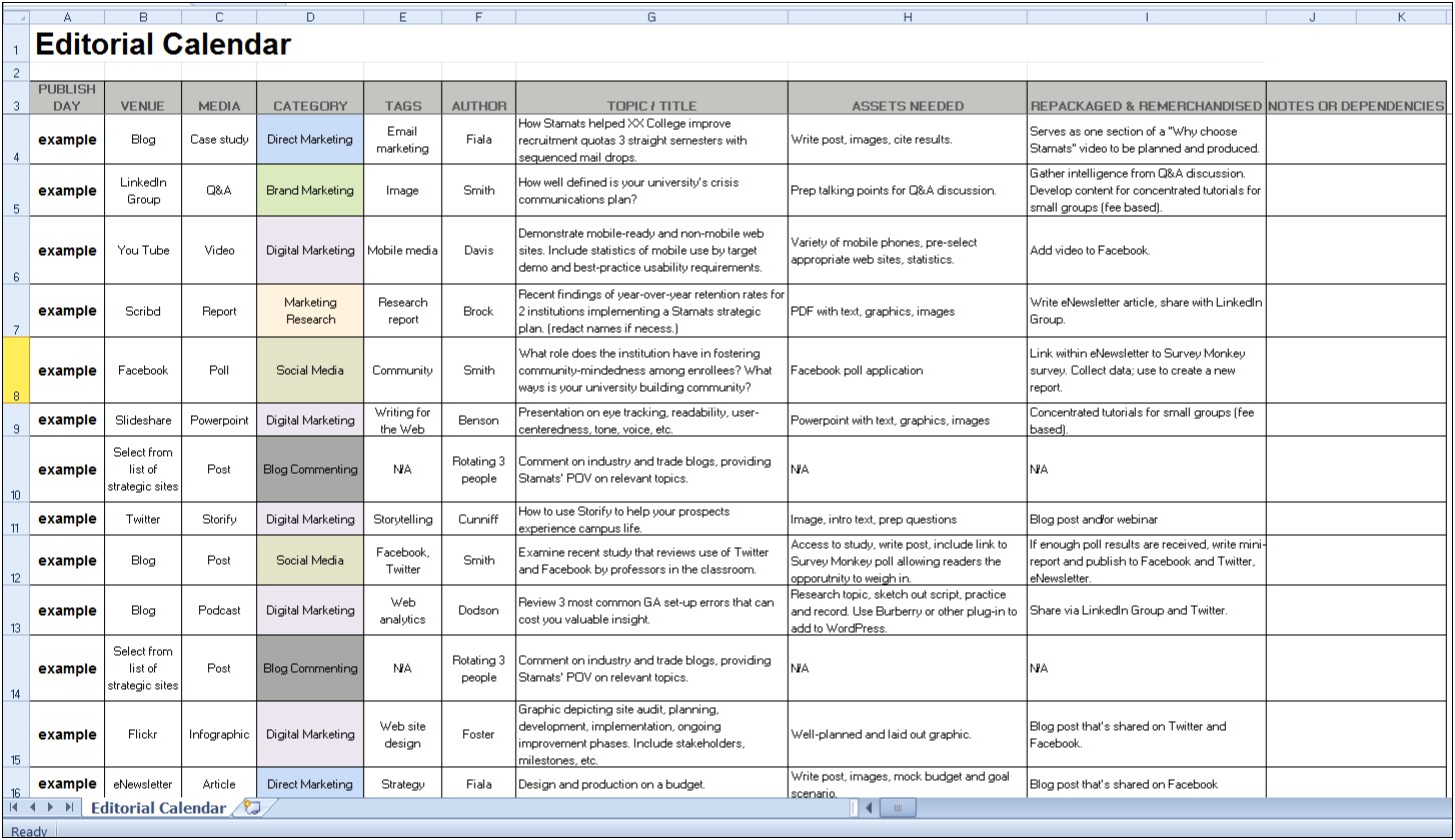 Social Media Content Plan Template Pdf