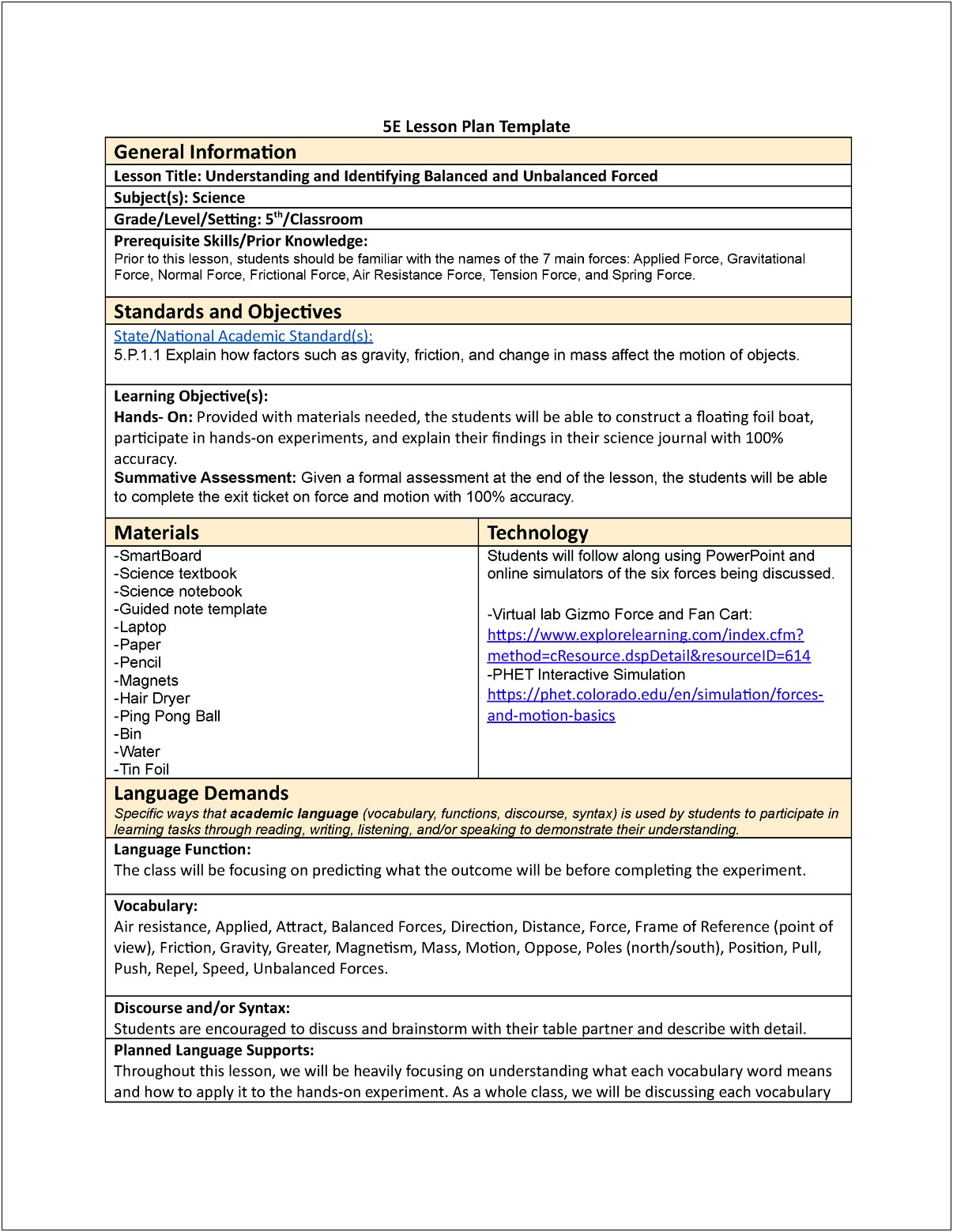 Social Studies Lesson Plan Template Doc