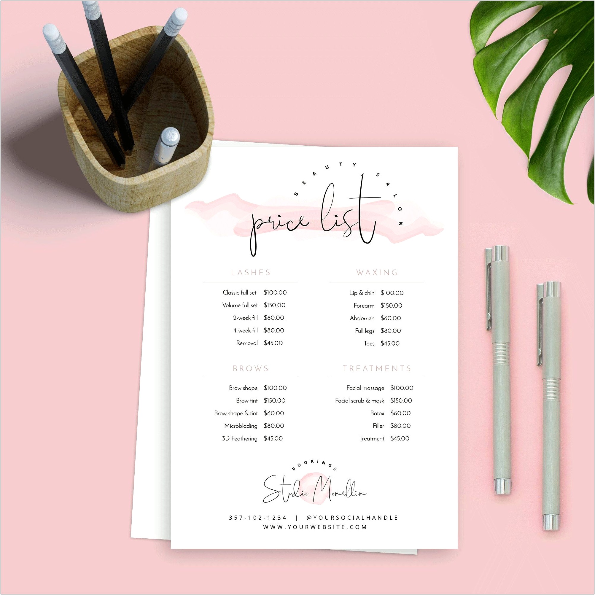Spa Price List Template Word Free
