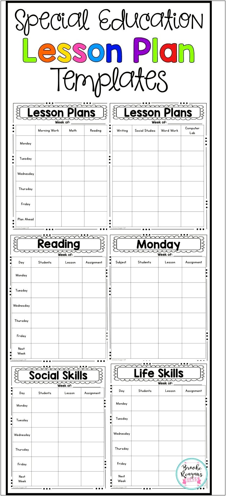 Special Education Classroom Lesson Plan Template