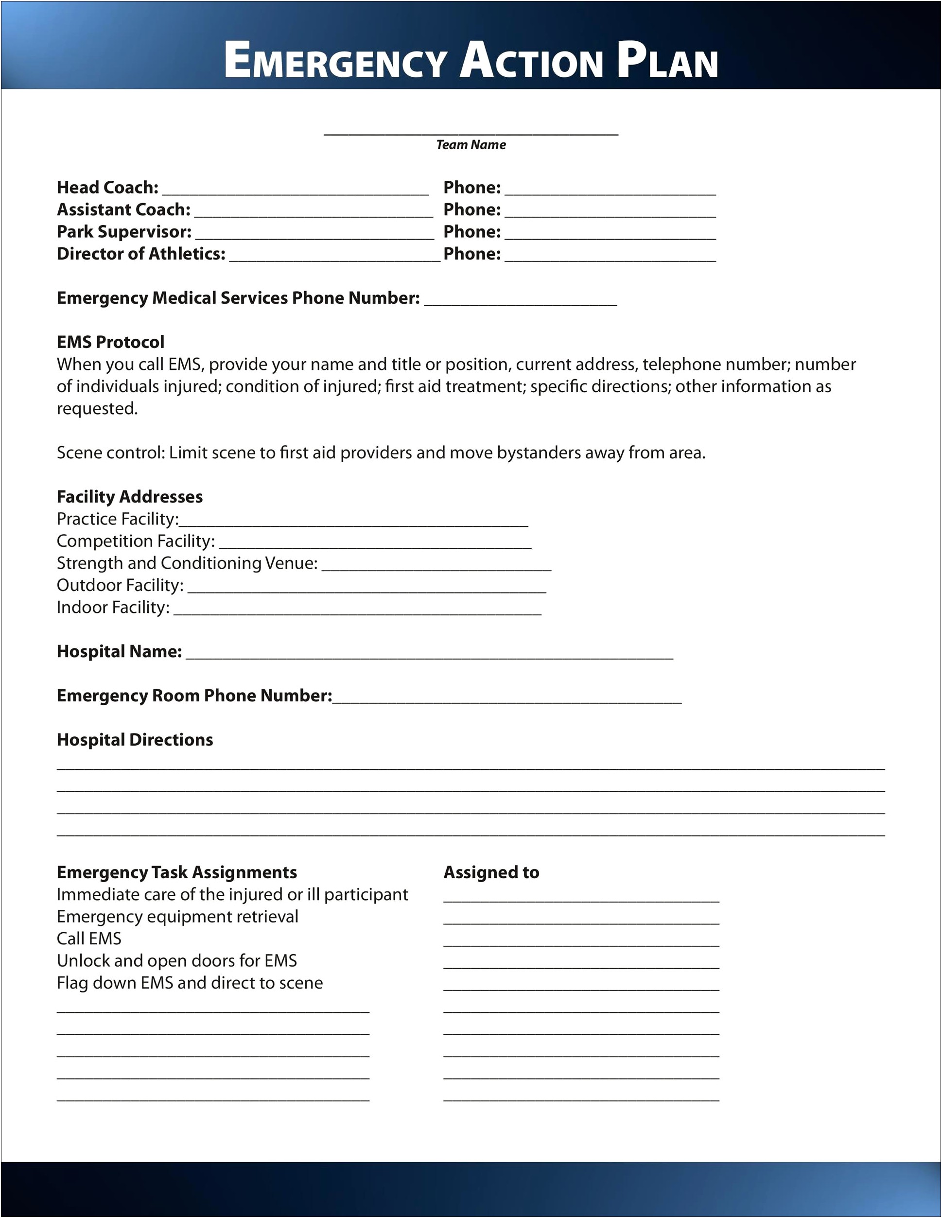 Special Event Emergency Action Plan Template