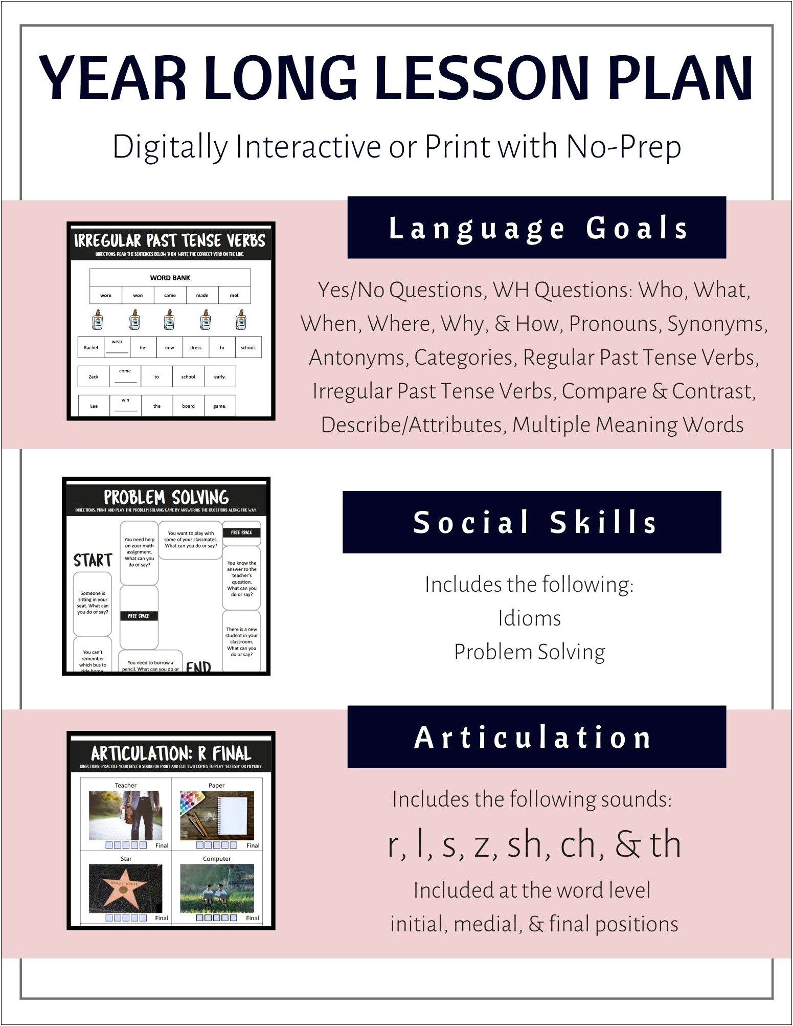 Speech Language Therapy Lesson Plan Template