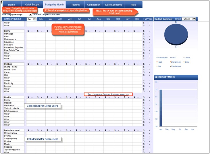 Spending Plan Template For Two Months