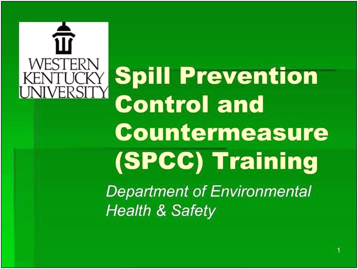 Spill Prevention Control And Countermeasures Plan Template