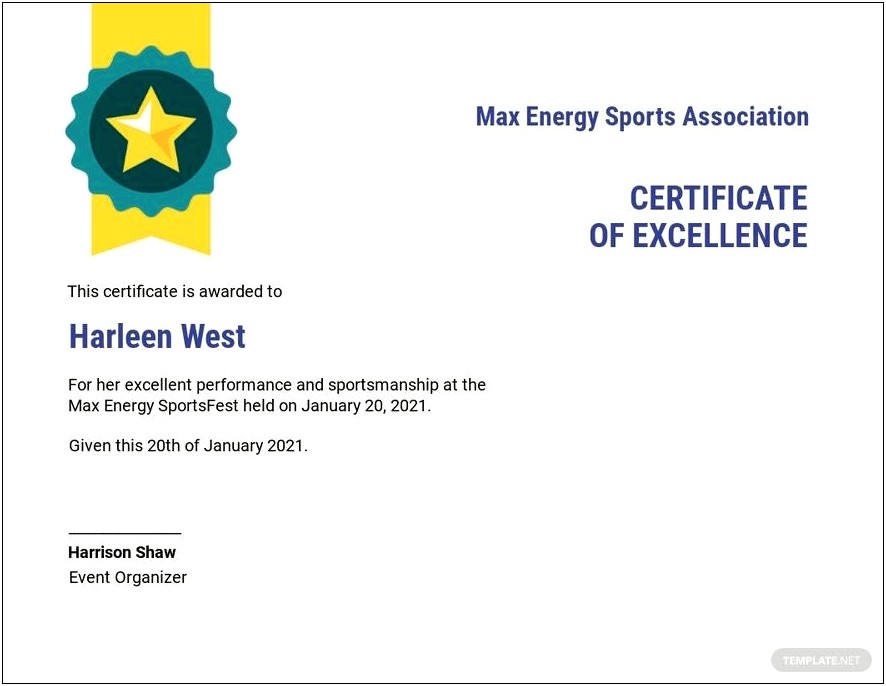 Sportsmanship Award Certificate Template For Microsoft Word