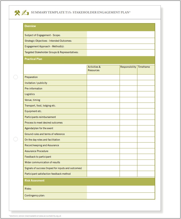 Stakeholder Engagement And Communication Plan Template