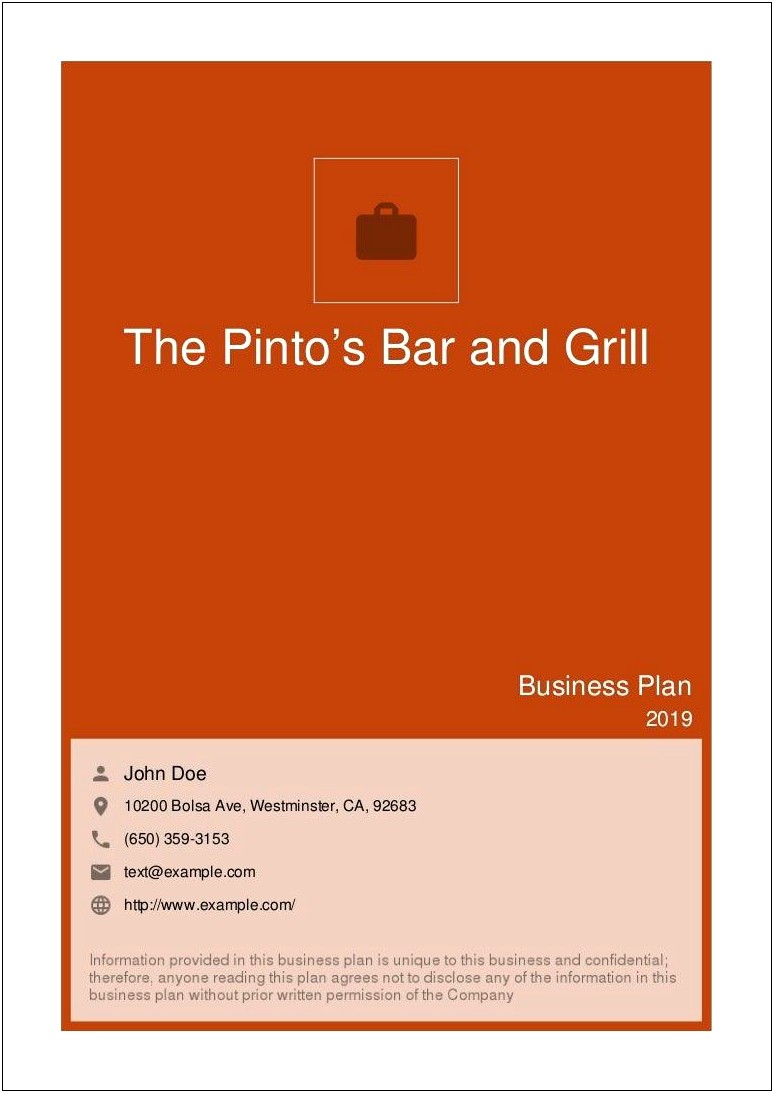 Star Pubs And Bars Business Plan Template