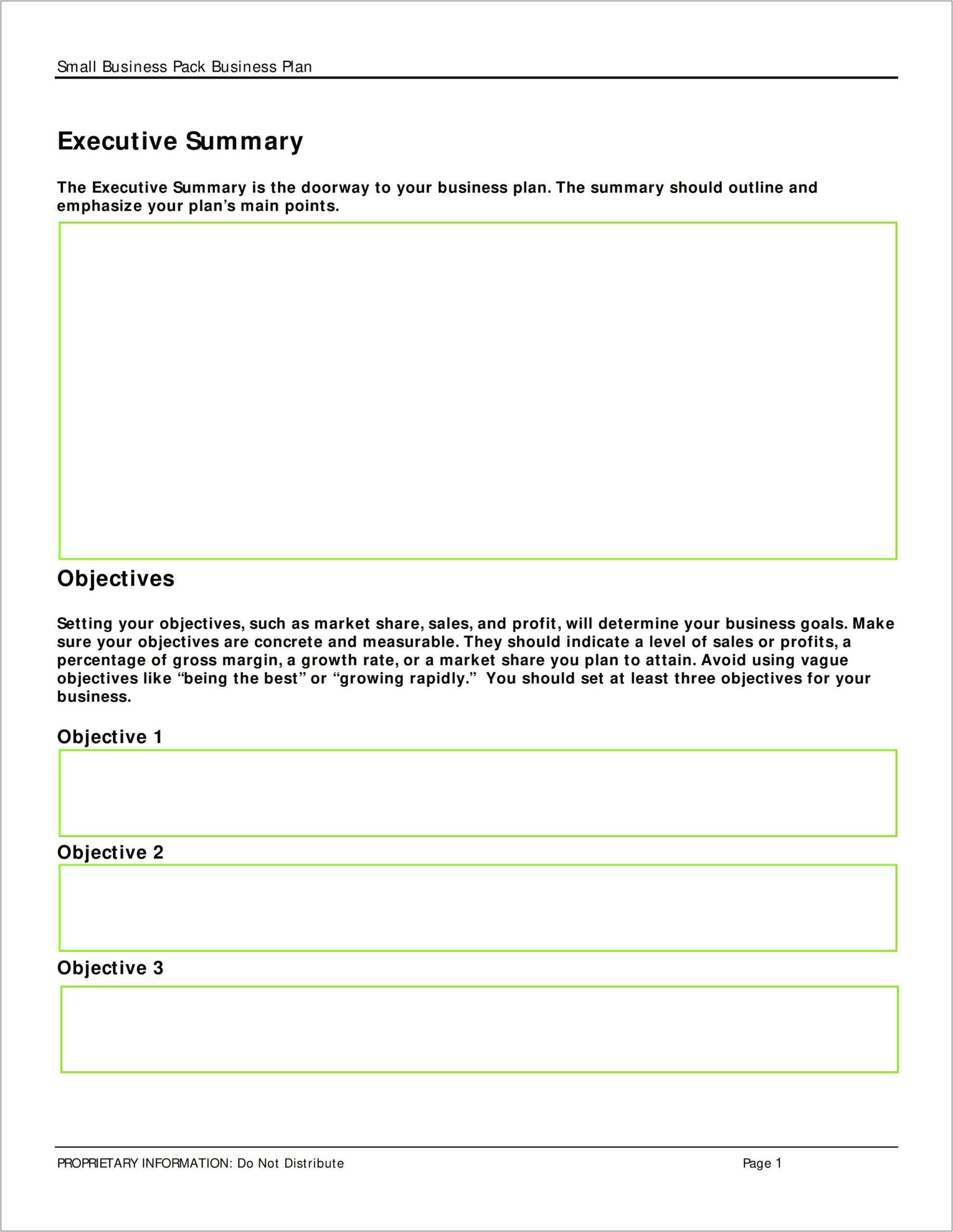 Startup Business Plan Executive Summary Template