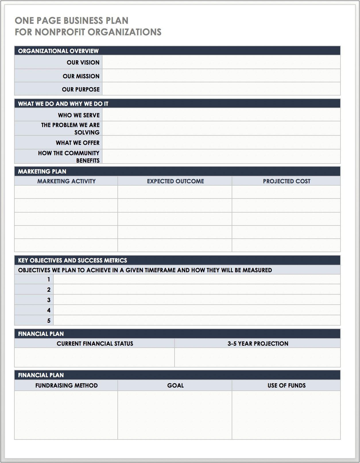 Stategic Business Plan For Nonprofit Template