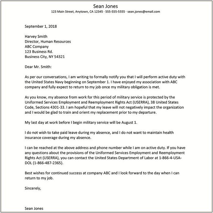 Statement Of Service Letter Navy Template