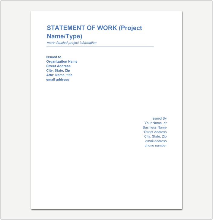 Statement Of Work Template Word Free