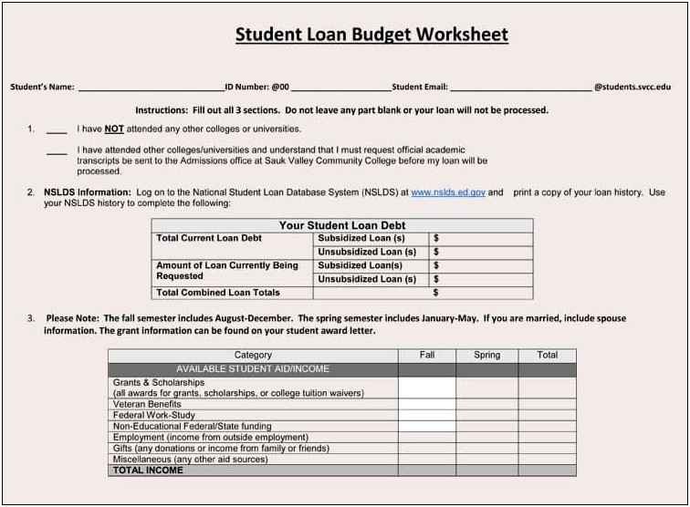 Stem Budget Template For Student Planning