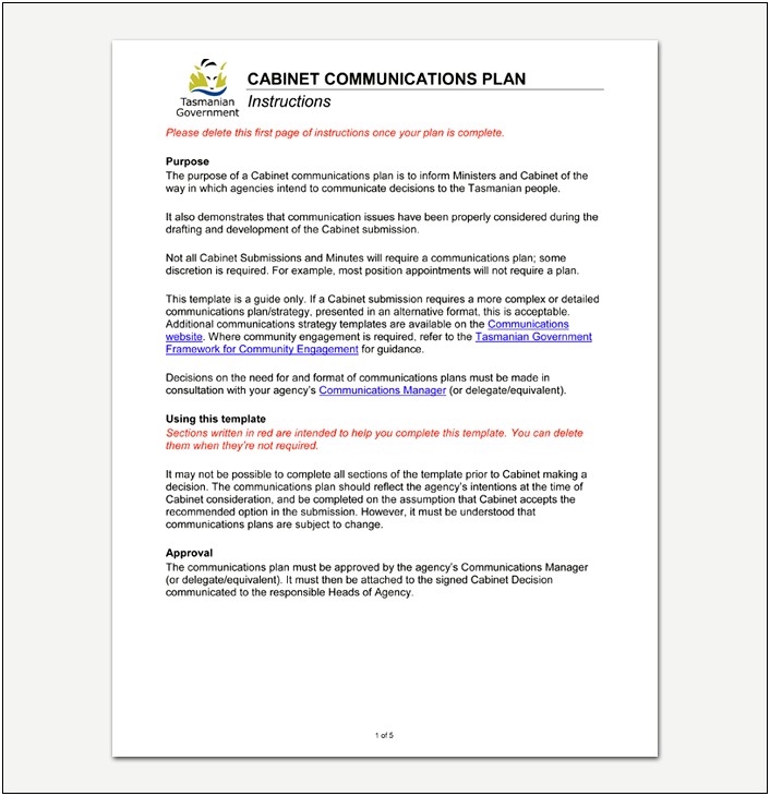 Strategic Communications Plan Template For Government