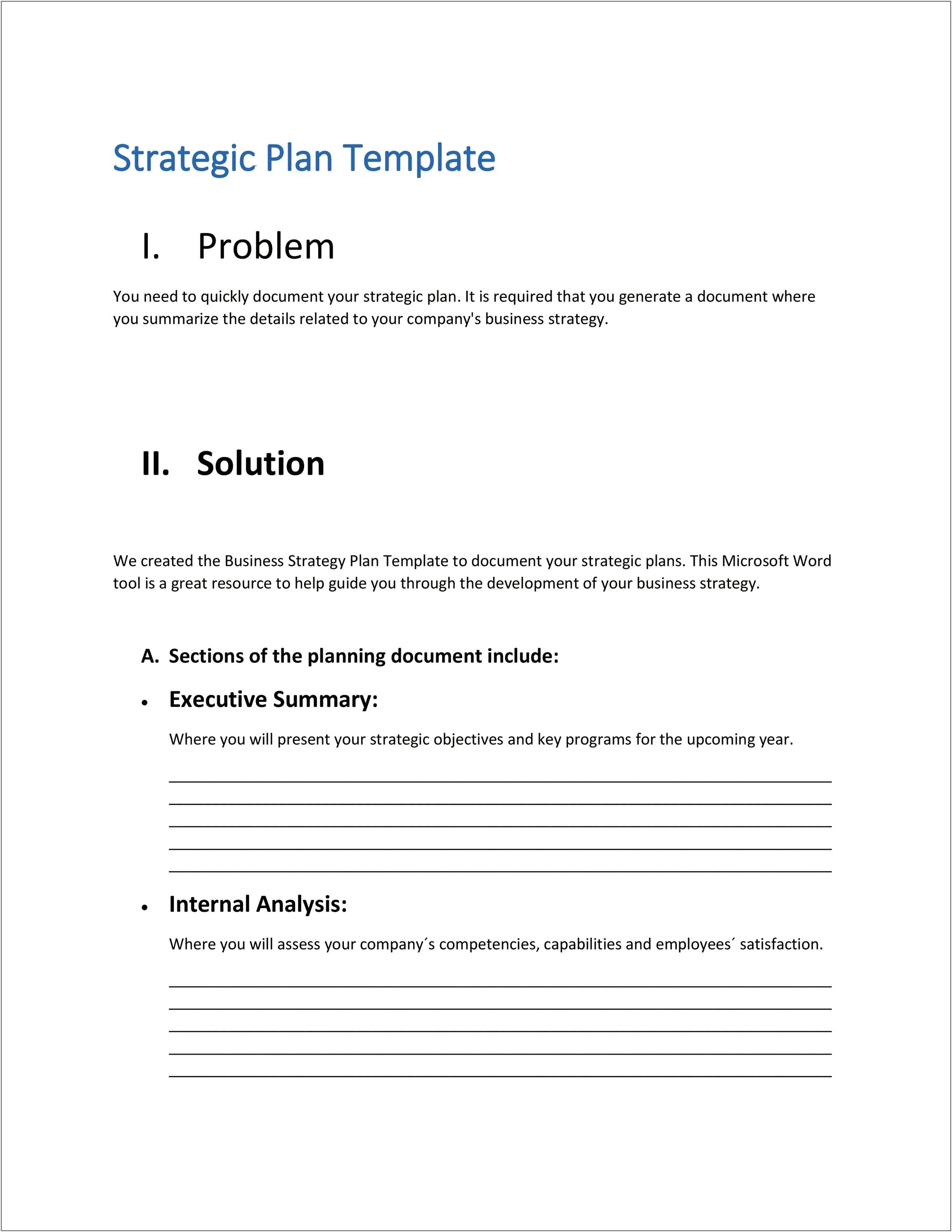 Strategic Plan Template For Construction Company