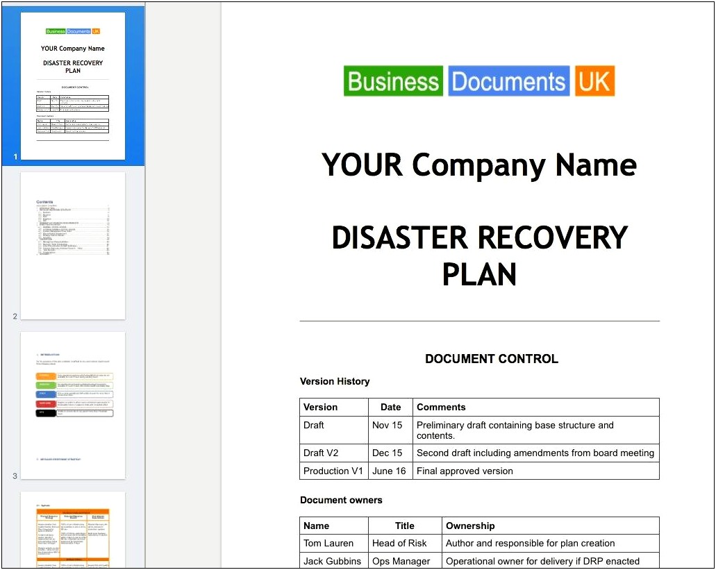 Strategic Plan Template For Natural Disaster