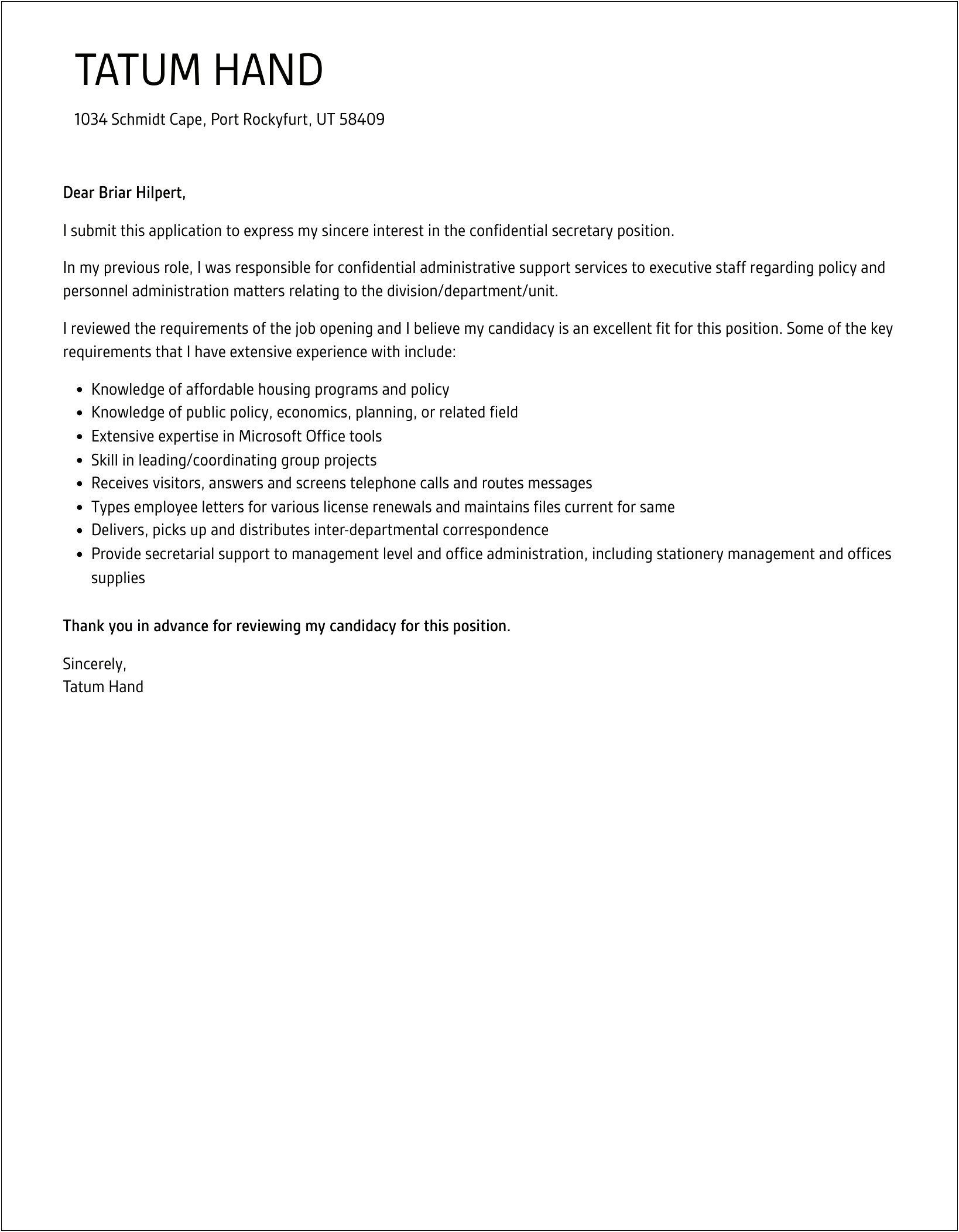 Strictly Private And Confidential Letter Template