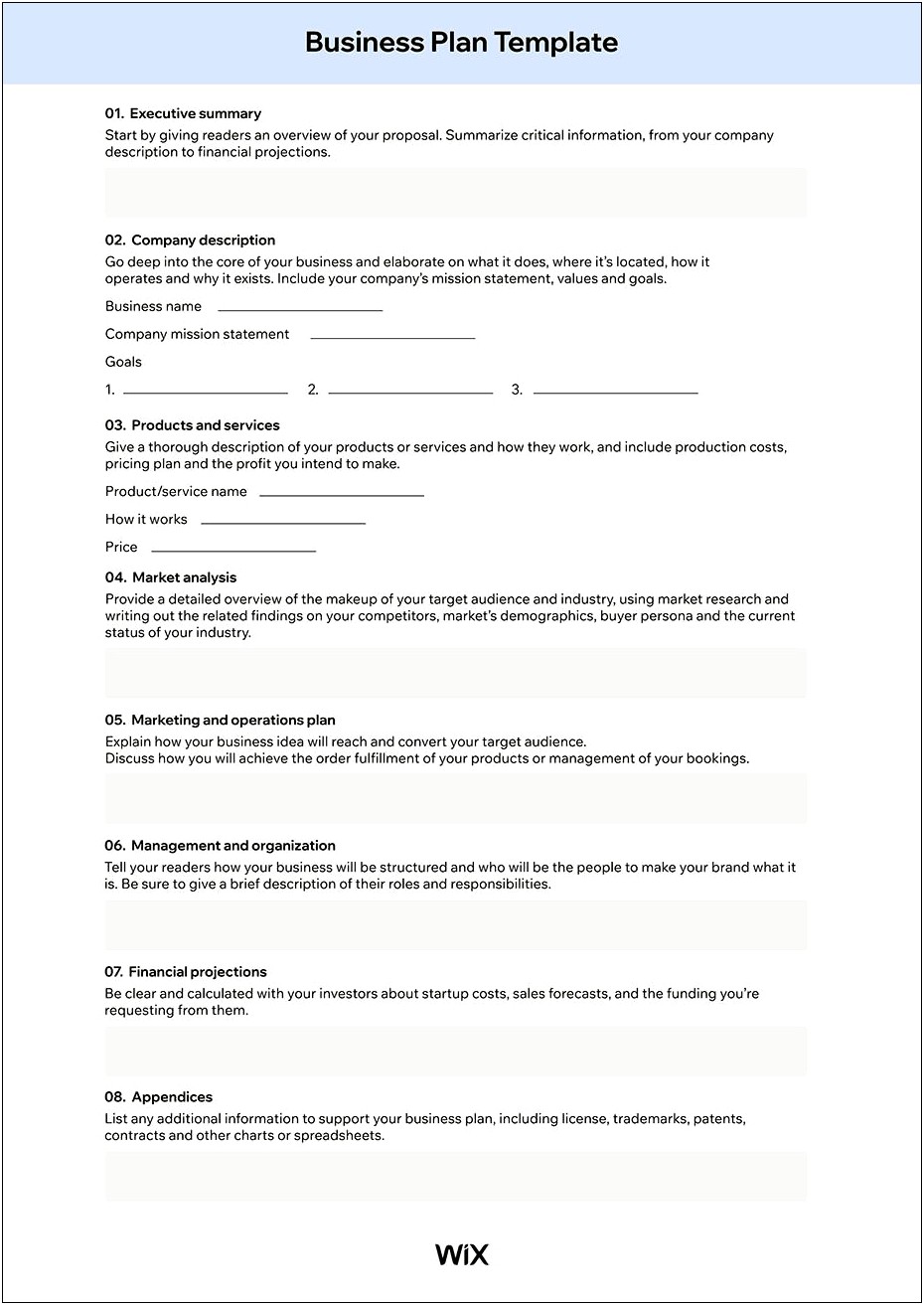 Structure Of A Business Plan Templates