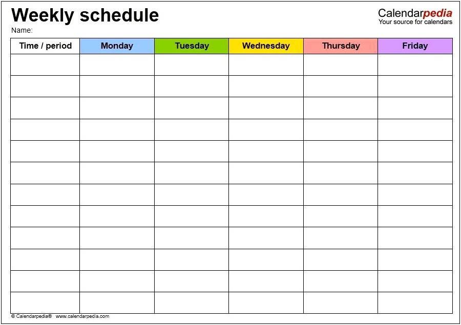 Student Class Schedule Template And Word Doc