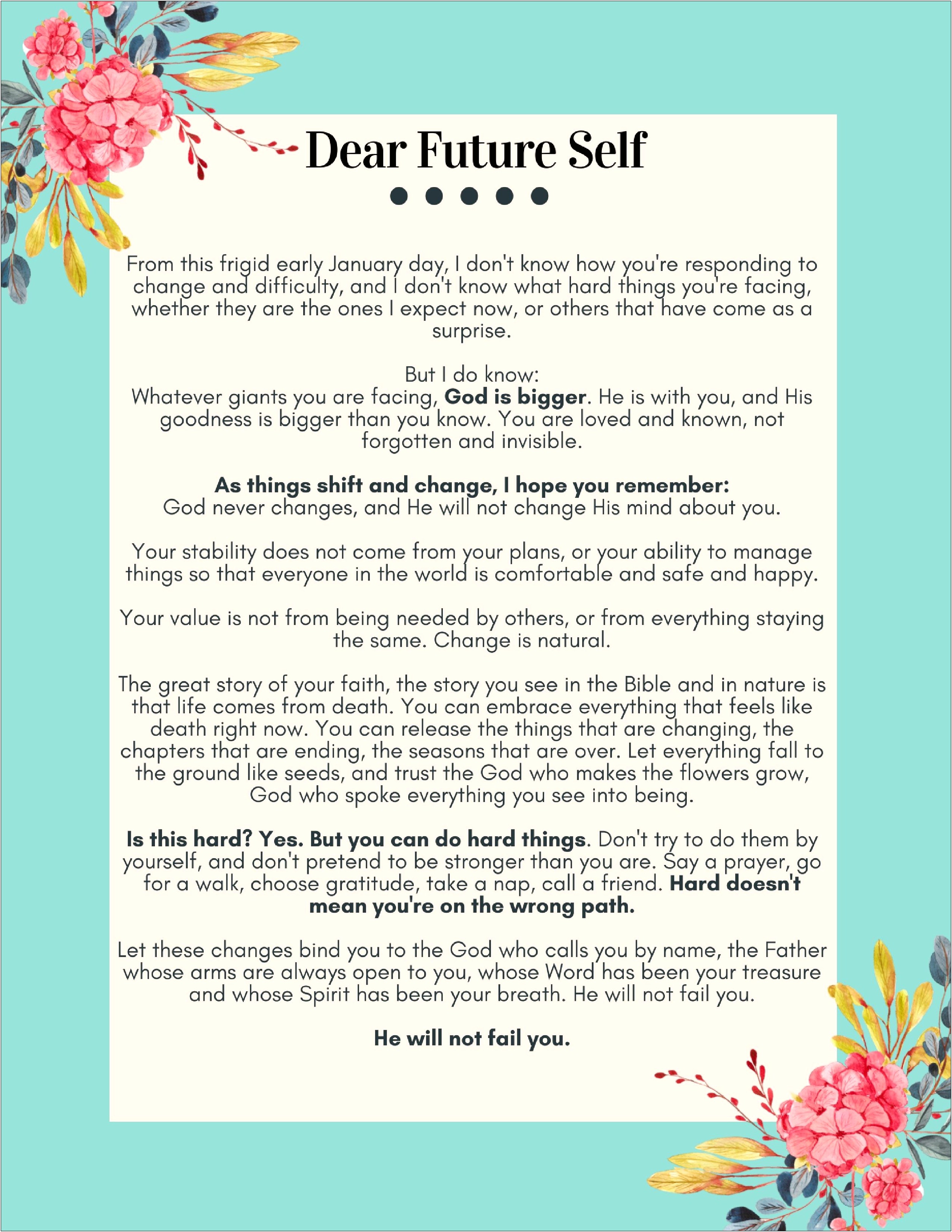 Student Letter To Future Self Template