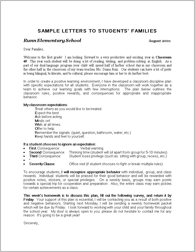 Student Teaching Letter To Parents Template