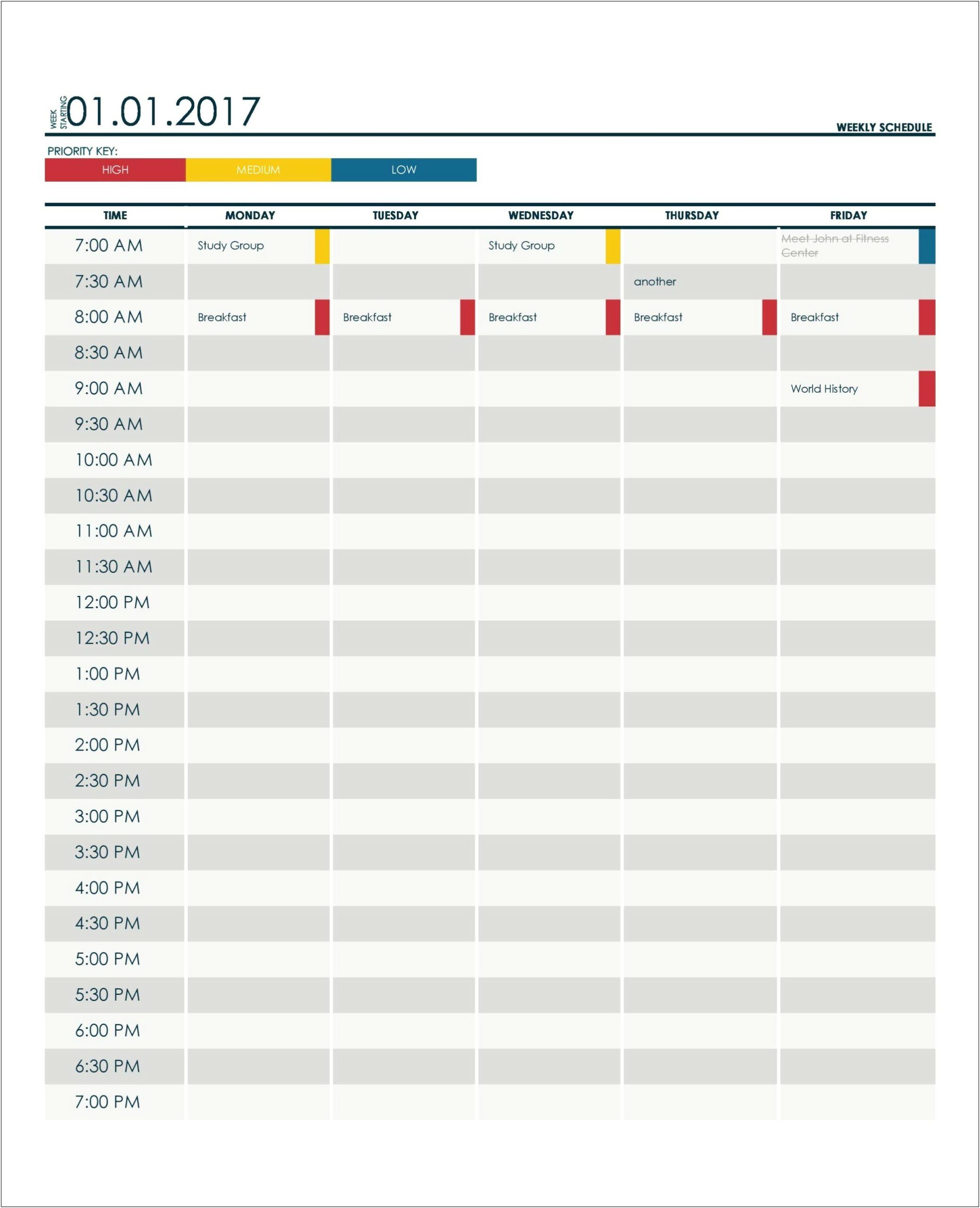 Study Plan Template For Students Excel