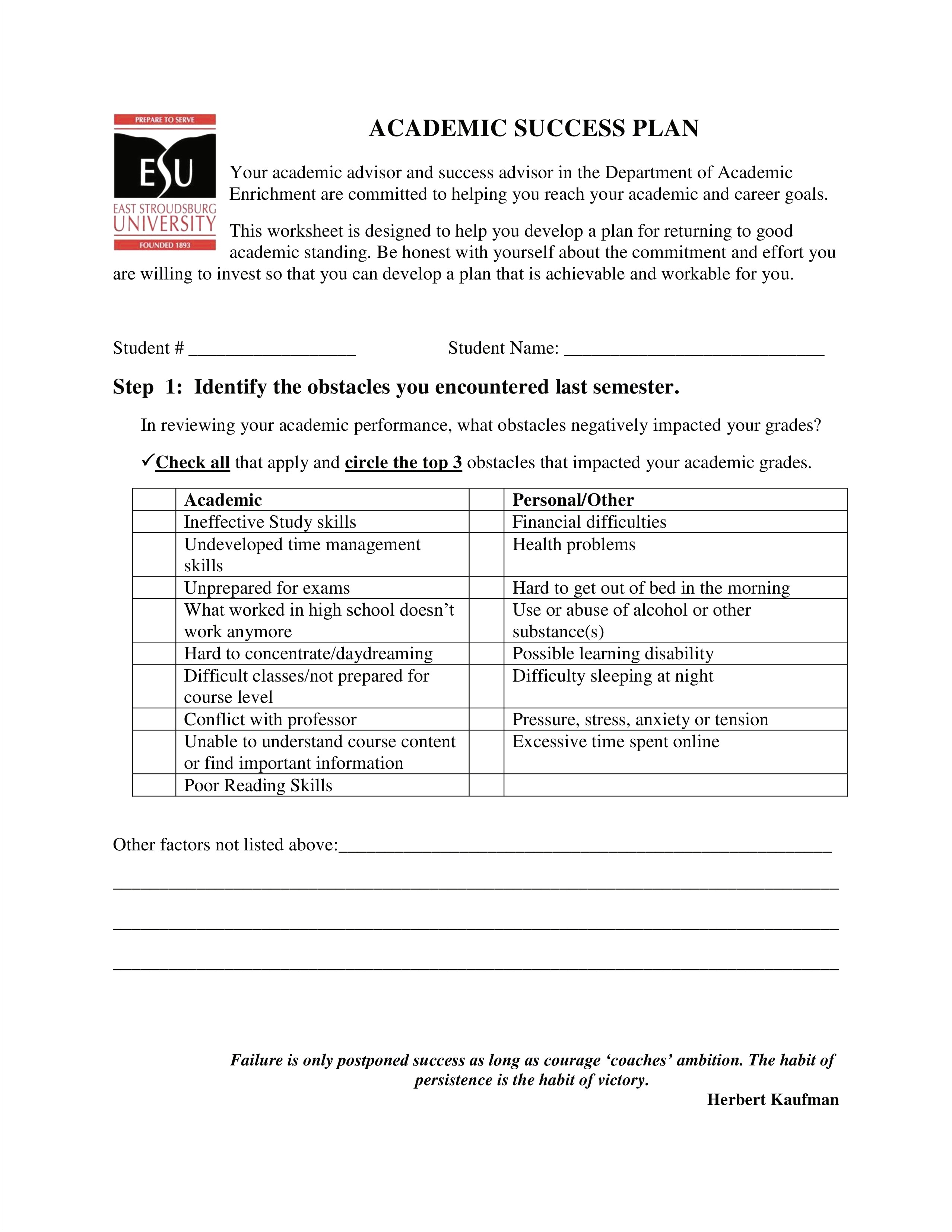 Success Plan For Vocational Clients Template